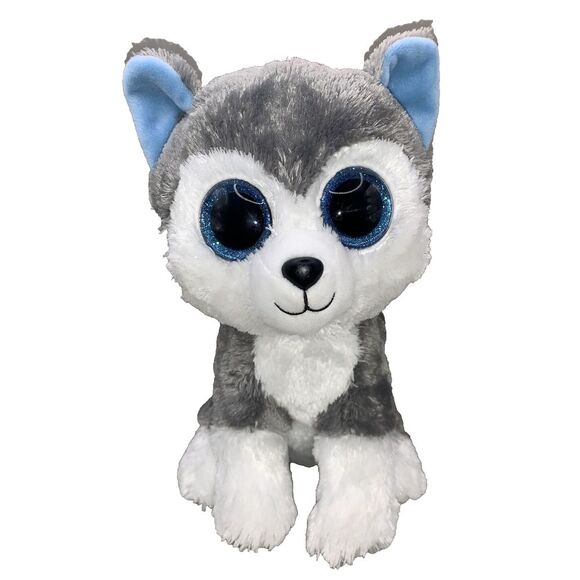 TySilk Beanie Boos SLUSH the‎ Siberian Husky Puppy Dog Glitter Eyes Medium 9.5" - Picture 1 of 8